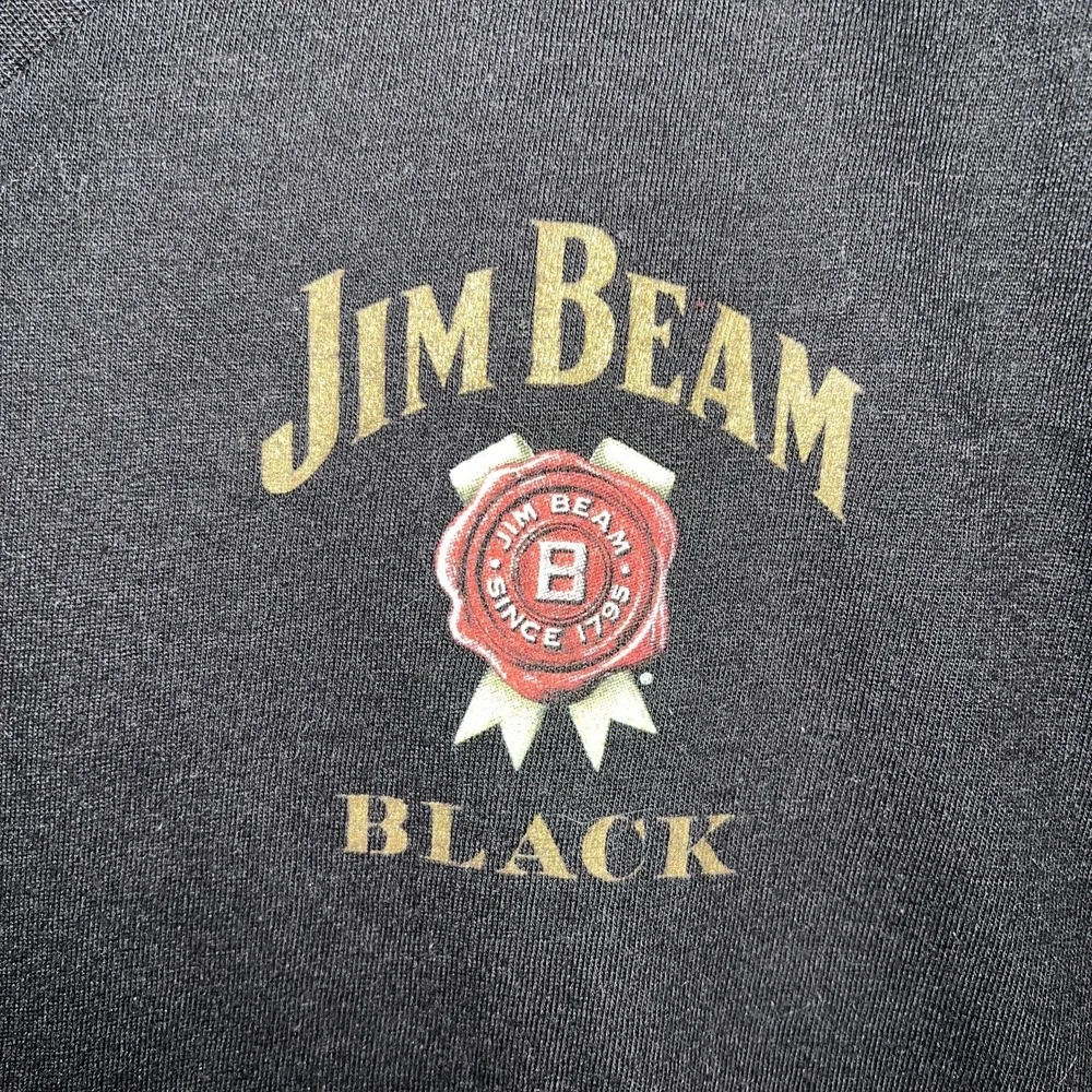 Official Jim Beam T Shirt Men's Size Large‎ Black V Neck Whiskey Logo Casual Tee